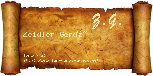 Zeidler Gerő névjegykártya